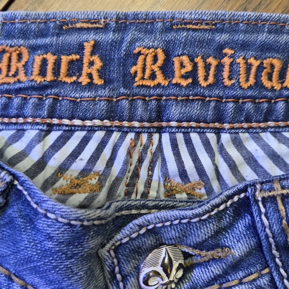 Rock Revival Womens Jeans Denisa Bootcut Low Rise Distressed Bling Sz 29 (30x31) - Picture 6 of 11